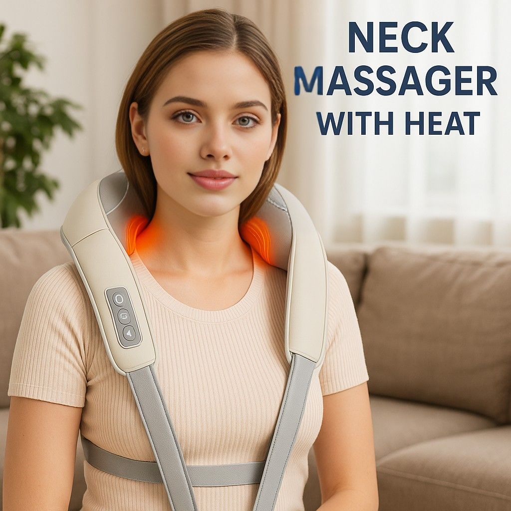 Electric Neck & Shoulder Massager with Heat for Pain Relief & Relaxation | جهاز مساج الرقبة والكتف الكهربائي مع الحرارة لتخفيف الألم والاسترخاء