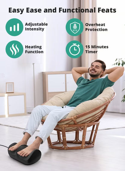Electric Shiatsu Foot & Leg Massager with Heat for Deep Tissue Pain Relief & Relaxation | جهاز مساج شياتسو للقدمين والساقين مع الحرارة لتخفيف الألم والاسترخاء العميق